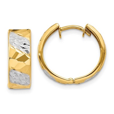 Black Bow Jewelry Diamond Cut Hinged Hoops in 14k Yellow Gold, 15mm (9/16 Inch)