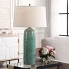 Uttermost Andale Crackled Teal Table Lamp – 30″ H Ceramic Base with 17″ Round Fabric Shade & Steel Accents - 2 of 4