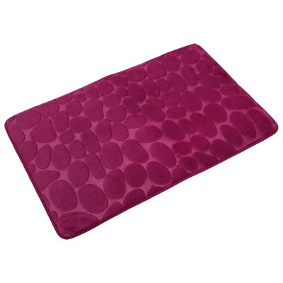 Unique Bargains Cobblestone Pattern Bathroom Rugs Polyester Bath Mat  Machine Washable Wine Red 23.62x15.75 : Target