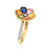 Ross-Simons 1.90 ct. t.w. Multicolored Sapphire and .10 ct. t.w. White Topaz Flower Ring With Single Diamond in 18kt Gold Over Sterling Size 7 - 2 of 3