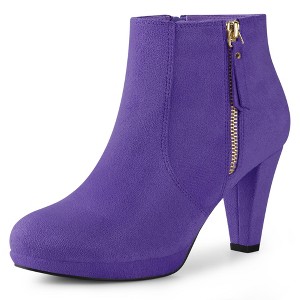 Perphy Women's Suede Platform Round Toe Chunky Heels Ankle Boots - 1 of 4