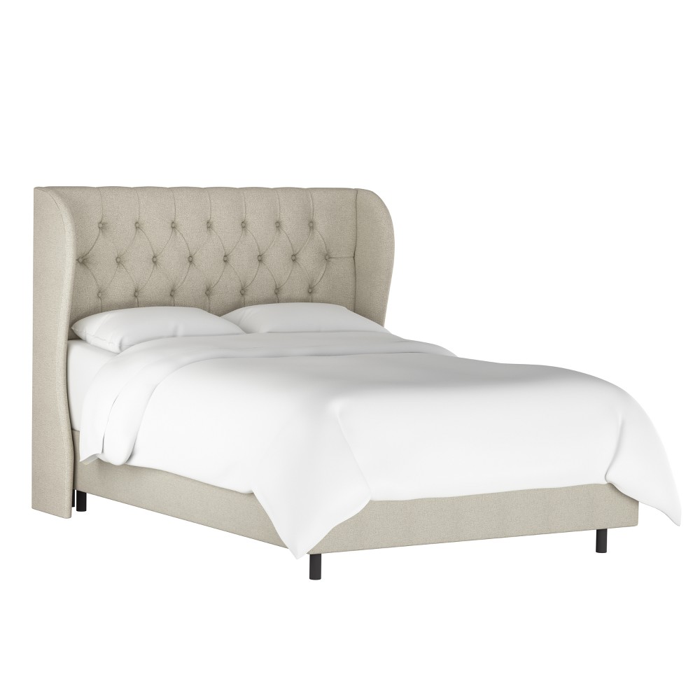 Photos - Bed Skyline Furniture King Tufted Upholstered Wingback  Aiden Platinum: Dur