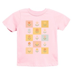 The Juniper Shop Checkered Floral Chart Youth Short Sleeve Tee - M - Pink - 1 of 4