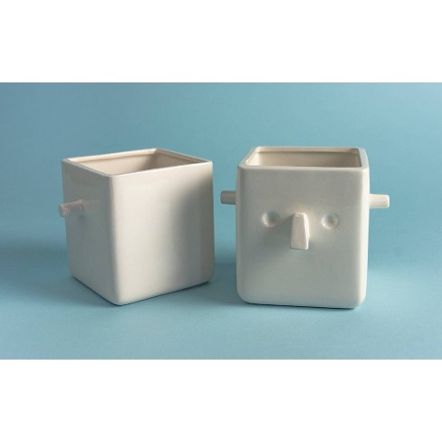 6" Wide Square Plant Holder White - image 1 of 4