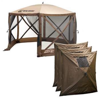 CLAM Quick-Set Escape 11.5' x 11.5' Portable Pop-Up Camping Outdoor Gazebo Screen Tent Canopy Shelter & Carry Bag with 3 Wind & Sun Panels Accessory