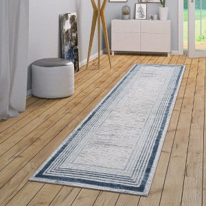 Kumasinova Bordered Area Rug, Non-Slip Medium-Pile Living Room Rug, Stain-Resistant Door Mat, Kids & Pets Friendly, Non-Shedding, Brown - 1 of 4