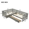 Twin Size L-Shaped Daybed with 3 Storage Drawers, Wood Bed Frame - ModernLuxe - 3 of 4