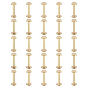 Unique Bargains Brass Rust-proof Durable Leather Belt Scrapbook Binding Chicago Screws 25 Sets - 1 of 4