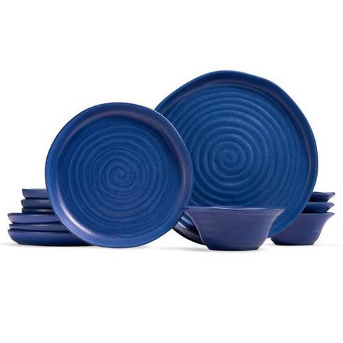 Ceramic Dinnerware Set 12 Piece Service for 4 Navy Blue