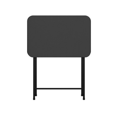 COSCO 5-Piece Black Folding Vinyl Top TV Tray Set with Storage Rack