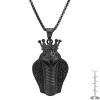 Steeltime Men's stainless steel and simulated diamonds cobra king snake pendant. Color Options: Silver, Gold, Black - 3 of 4