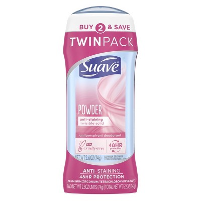 Suave Powder 24-Hour Antiperspirant & Deodorant Stick Twin Pack - 5.2oz/2pk