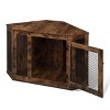 Munora - Furniture Corner Dog Crate - Lockable Wood & Mesh Kennel for Small/Medium Dogs - Indoor Pet House & Side Table - Rustic Brown - 3 of 4