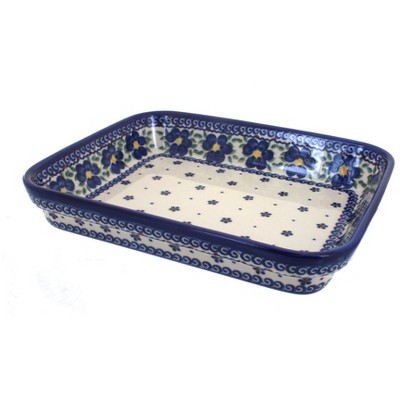 Blue Rose Polish Pottery Spring Blossom Medium Rectangular Baker : Target