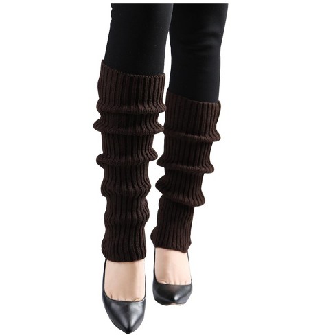 Allegra K Women's Knitted Solid Color Warm Knee High Length Ribbed