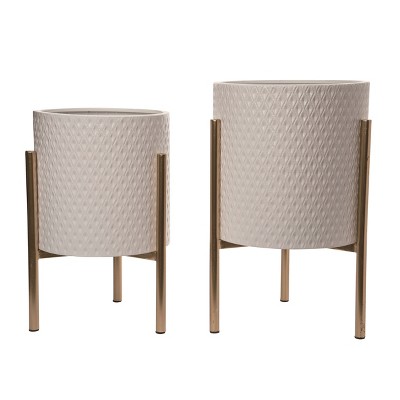 Transpac Metal White Everyday Planters Set of 2