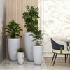 LeisureMod Crete 4-PC Set Tapered Round Stone Planters with Drainage Holes & Weather-Resistant Cover for Indoor and Outdoor Patio Herb Garden - 2 of 4