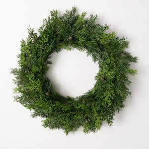 23"H Sullivans Lush Cypress & Berry Wreath, Green Winter Wreaths For Front Door - 1 of 3