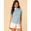 INSPIRE CHIC Women's Vintage Peter Pan Collar Contrast Puff Short Sleeve Blouse - 2 of 4