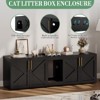 Cat Litter Box Enclosure with Double Room, Modern Wood Cat Washroom Furniture with Pad - 4 of 4