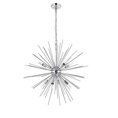 Chrome Finish Modern Globe Pendant Light with 8 Bulbs