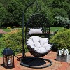 Sunnydaze Durable Indoor/Outdoor Powder-Coated Steel Egg Chair Stand with Extra-Wide Round Base - 76" H - Black - 4 of 4