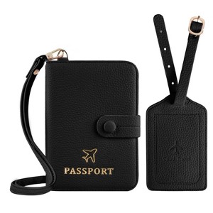 Generic Passport Holder RFID Protected Wallet and Luggage Tag Leather Card Case - 1 of 4