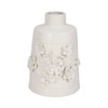 Ceramic Vase - Floral Embossed Ceramic, Boho Glam Decorative Accent for Home, Office, Bedroom, Living Room - Elegant Modern Flower Design - 11" White - 2 of 4