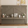 Queen Size Murphy Bed with Desk, Center Mirror and 2 Side Drawers for Bedroom or Guest Room - 3 of 4