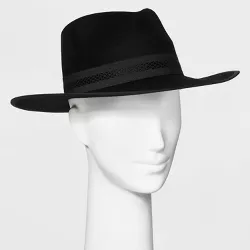 Women's Wide Brim Fedora Hat - A New Day™ Black