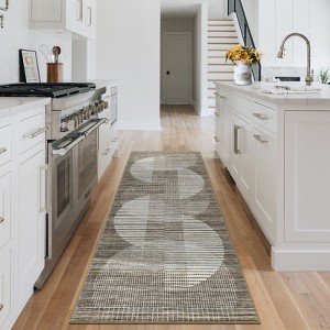 Modern Area Rugs Washable Contemporary Accent Carpet Non Slip Stain Resistant Geometric Floor Cover for Living Room Bedroom Kitchen - 1 of 4