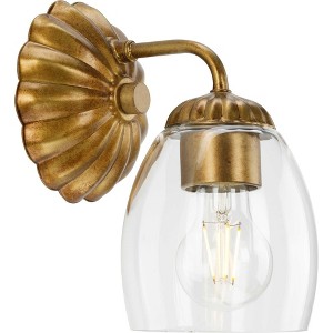 Progress Lighting Quillan One-Light Vanity Light, Gold Ombre, Wall Light, Clear Glass Shade - 1 of 3