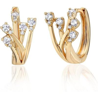 Cubic Zirconia Huggie Earrings 14k Gold Plated Tiny Earrings Small Huggie Hoop Earrings Simple Lightweight Hoops Gift for Women