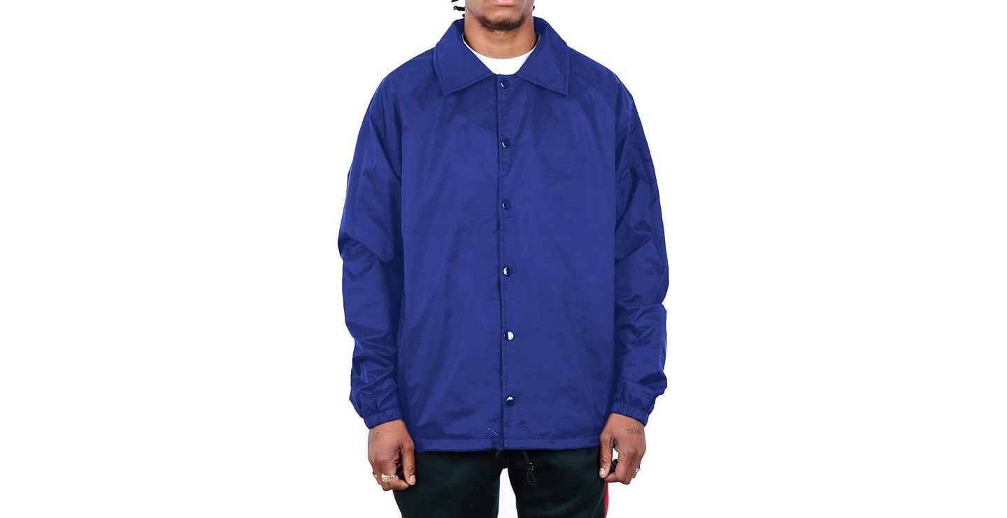 Мужские куртки Shaka Wear Coach Jacket Classic Windbreaker, Water Resistant, Relaxed Fit - Royal Blue - Small — фото 1