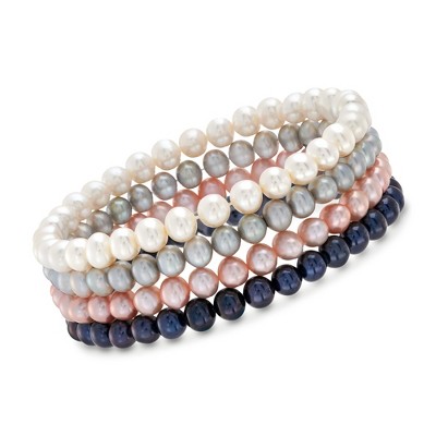 Ross-Simons 5-6mm Multicolored Cultured Pearl Jewelry Set: 4 Stretch Bracelets Size