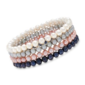 Ross-Simons 5-6mm Multicolored Cultured Pearl Jewelry Set: 4 Stretch Bracelets Size - 1 of 3