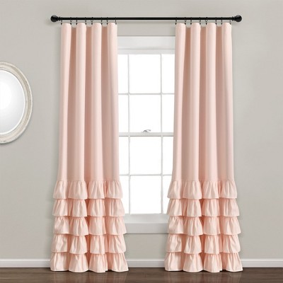 Allison Ruffle 100% Lined Blackout Window Curtain Panel Blush Single ...