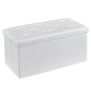 VECELO Folding Storage Ottoman Bench, Versatile Shoestool & Footstool, Bedroom Bench with Storage, Holds up to 660 lb - 1 of 4