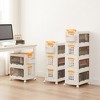VECELO 3/4 Tier Stackable Storage Bins with Lid and Wheels  Collapsible Plastic Closet Storage Cabinet Home Organizer Beige - 4 of 4