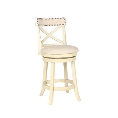 New Classic Furniture,Furniture York 24" Wood Counter Stool With Fabric Seat In Ant White
