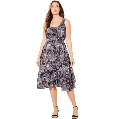 Catherines Women's Plus Size Georgette Flyaway Midi Dress