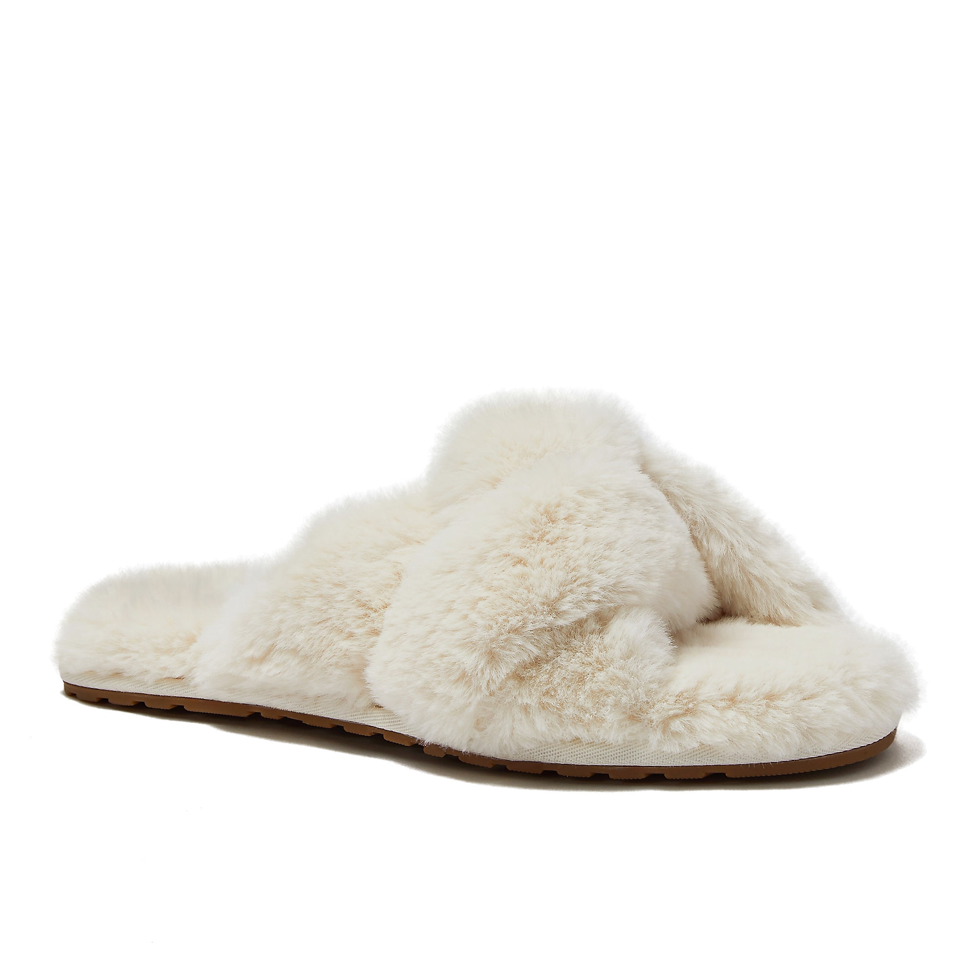 Lands' End Women's Fluffy Slide House Slippers - 7 - Natural