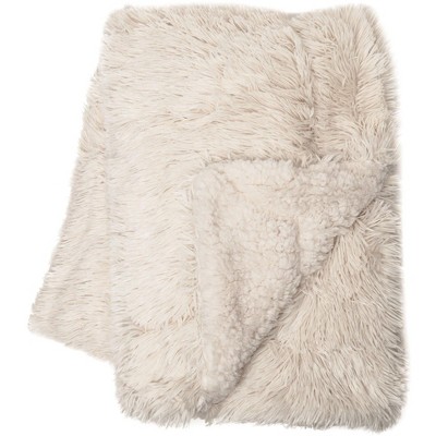 Twin Off-White Faux Fur Sherpa Fleece Throw Blanket