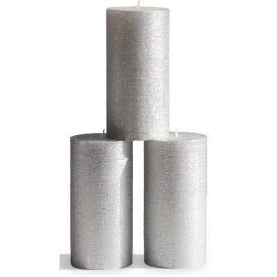 Large Pillar Candles 3x6 Inch ¨C Set of 3 Unscented Dripless Candles, Long Burning Rustic Finish for Weddings, Home Decor