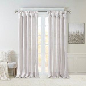 ChicFurnit Curtain Panel Twist Tab Lined for Privacy and Stylish Window Coverage, Silver, 95"*50"*0.13" - 1 of 4