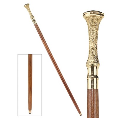 Design Toscano Empress Collection: Kingsley Brass Solid Hardwood Walking Stick