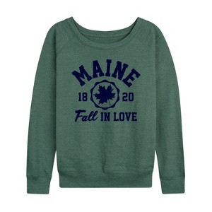 Women's - Instant Message - Maine 1820 Fall in Love Lightweight French Terry Wide Neck Long Sleeve Shirt - 1 of 4