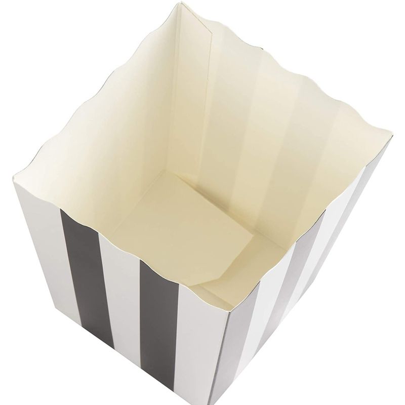 Juvale 100 Popcorn Box 20oz Paper Favor Candy Container Black White Stripe 3.3x5.5x3.3, 5 of 7