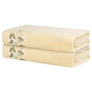 Unique Bargains Floral Pattern Highly Absorbent Quick Dry Bath Towels 28" x 56" 2 Pcs - 1 of 4