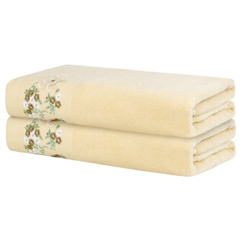 Unique Bargains Floral Pattern Highly Absorbent Quick Dry Bath Towels 28" x 56" 2 Pcs - image 1 of 4